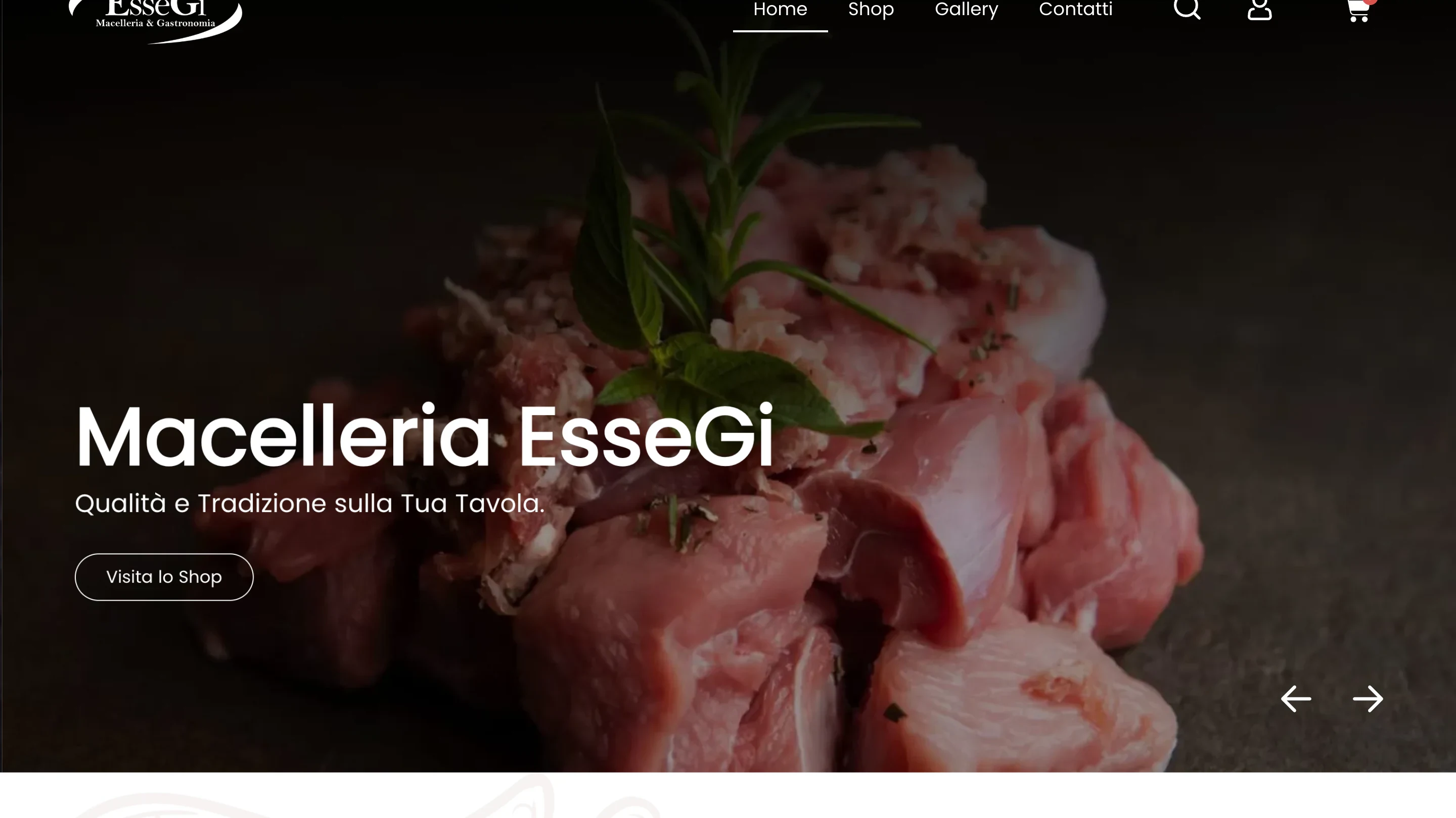 Home page del sito e-commerce della Macelleria EsseGi
